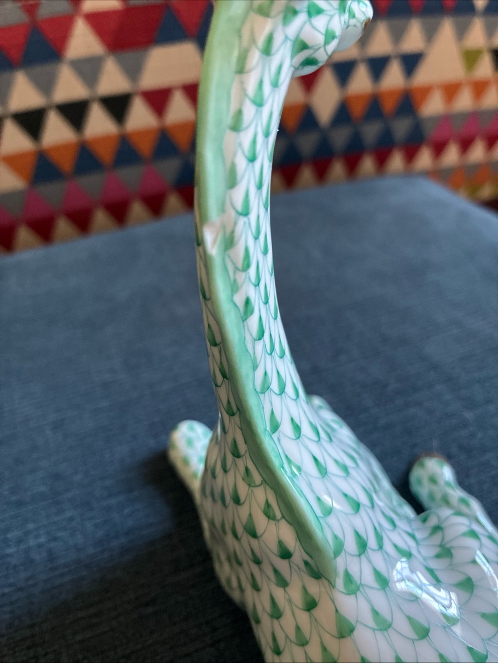 Herend seated giraffe green fishnet 15756 - Picture 8 of 8